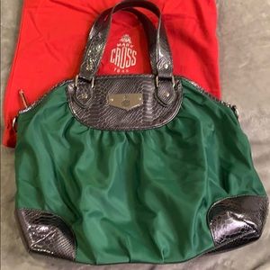 Mark Cross Green and Charcoal Gray Shoulder Bag